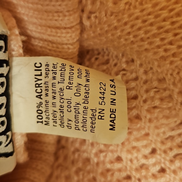 VINTAGE KENETH TOO SWEATER TURTLE NECK PINK FLORAL 100% ACRYLIC NO SIZE TAG - Picture 9 of 9